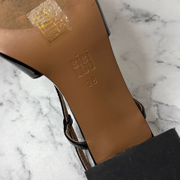 Anthropologie Bibi Lou Dennis Stacked Heel Slingbacks 38 - Picture 8 of 8